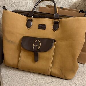 Chaps Tan and Brown Duffel Bag